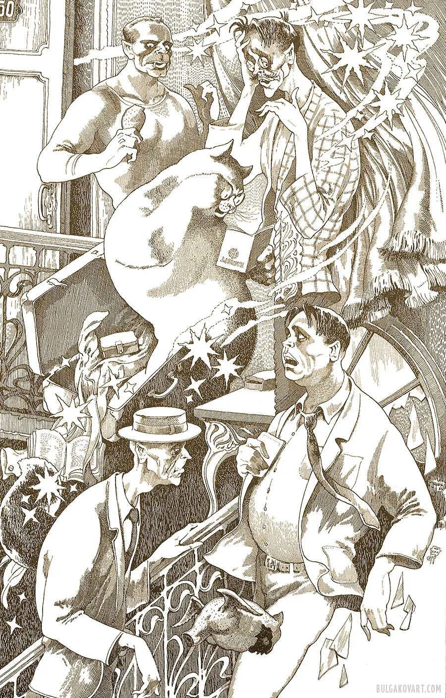 Behemoth in Glasses Reading a Passport | Mikhail Bulgakov, “The Master and Margarita”